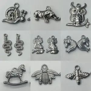 Animal Series Stainless Steel Pendants DIY Jewelry Making Accessory Snail Owl Bird Snake Unicorn Bee For Necklace Earrings