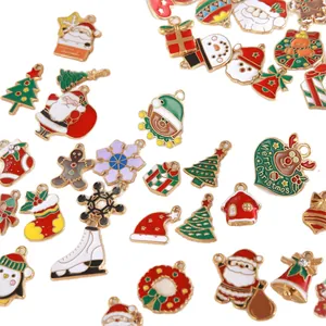 Assorted colorful enamel Christmas charms for DIY jewelry making and handmade crafts