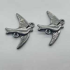 Pair of stainless steel bird charms for DIY necklace and bracelet jewelry making