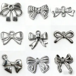 Roestvrij Staal Strik Hanger Goud Zilver Verguld Bowknot Charme DIY Handgemaakte Ketting Armband Sieraden Maken Accessoires