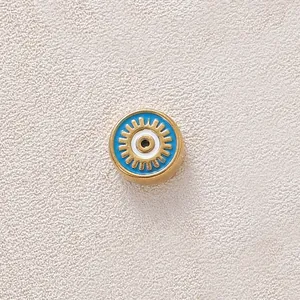 Gold plated stainless steel evil eye charm bead for DIY jewelry making