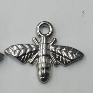 Silver stainless steel bee charm pendant for DIY jewelry making and crafts