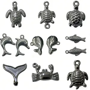 Edelstahl Meerestier Anhänger Gold Silber Galvanisiert Fischschwanz Meeresschildkröte Wal Delfin Seepferdchen Krabbe DIY Schmuck Charms