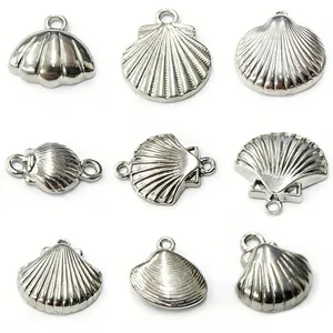 Ocean Animal Stainless Steel Shell Pendants For DIY Jewelry Findings Glossy Shell Charms For Handmade Necklace Bracelet Accessories