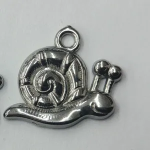 Polished stainless steel snail charm pendant for DIY necklace and bracelet jewelry making