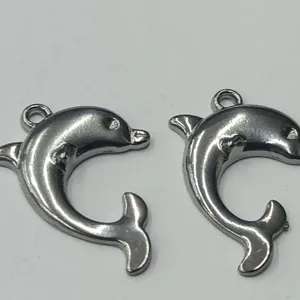 Hochwertige silberne Delphin-Anhänger aus Edelstahl für DIY-Schmuckherstellung
