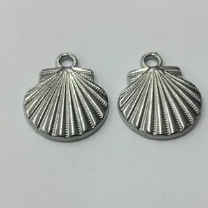 Pair of stainless steel seashell pendants for DIY necklace and bracelet jewelry making