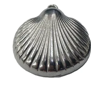 Polished stainless steel seashell pendant charm for DIY ocean themed jewelry making