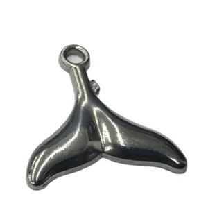 Gunmetal grauer Walflosse-Anhänger aus Edelstahl für DIY-Halsketten und Armbänder