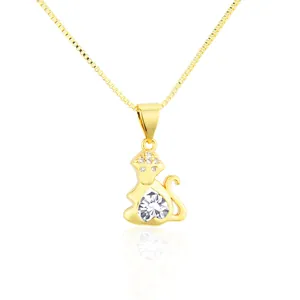 Collana con ciondolo scimmia dello zodiaco in oro con zircone a forma di cuore