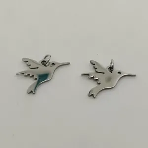 Polished Stainless Steel Hummingbird Pendant Mirror Finish Bird Charm For DIY Jewelry Making Street Style Necklaces Bracelets