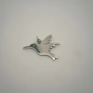 Polished stainless steel hummingbird bird pendant charm for diy necklace and bracelet