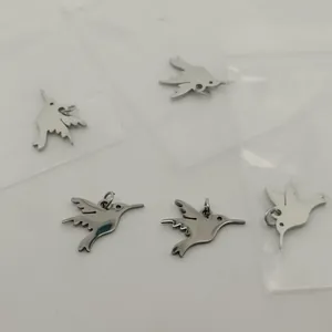Polished stainless steel hummingbird charms for DIY necklace and jewelry making crafts