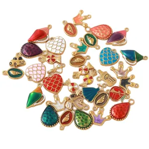 Colorful enamel gold-plated stainless steel charms in various shapes for DIY jewelry making
