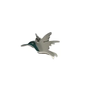 Polished stainless steel hummingbird pendant charm for DIY necklace and bracelet jewelry