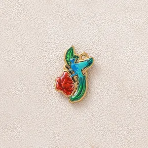 Vibrant Monet Garden series stainless steel bird and rose enamel pendant for DIY jewelry