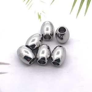 Roestvrij Stalen Ovale Taille Cilindrische Gat Kralen Tussenkralen Losse Kogel Rijst Kralen Voor DIY Sieraden Maken