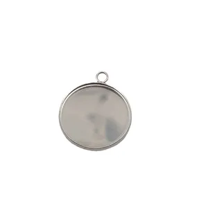 Professional round stainless steel pendant tray bezel base for DIY jewelry making accessories