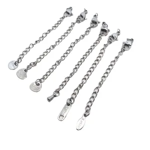 Set of 6 stainless steel 7cm jewelry extender chains with lobster clasps and tags