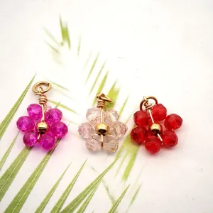 Stainless Steel Crystal Flower Pendant For DIY Jewelry Making Gold Plated Colorful Floral Charm For Earring Necklace Bracelet