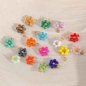 Colección de colgantes de flores margaritas de cristal de colores para joyería DIY