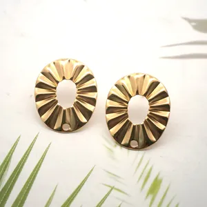 Edelstahl Blume Ohrstecker DIY Schmuckherstellung Vergoldet Hohl Strukturierte Metall Verbinder Teile Für Damen
