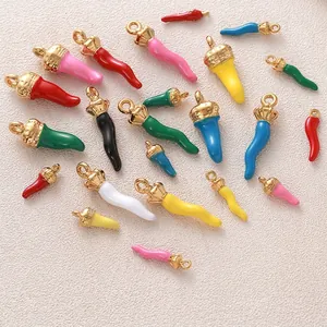 Edelstahl Gold Überzogen Bunt Emaille Chili Anhänger Für DIY Halskette Armband Haarschmuck Schmuckherstellung Material