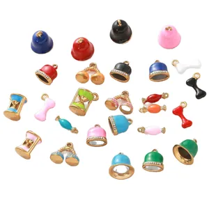 Assorted colorful gold-plated enamel charms candy bell hourglass for DIY jewelry making