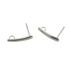 Paire de clous d'oreilles courbés en acier inoxydable avec boucles pour bricolage