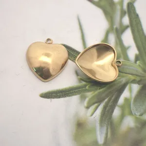 Stainless Steel Gold Heart Pendant DIY Jewelry Accessories Minimalist Polished Love Heart Charms For Necklace Bracelet Making