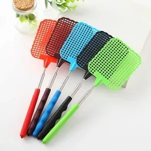Set of 5 telescopic fly swatters in vibrant colors for effective pest control.