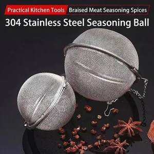 304 Stainless Steel Seasoning Ball Tea Infuser Mesh Filter With Chain Hook For Soup Cooking Brine Fine Mesh Spice Strainer Kitchen Tool