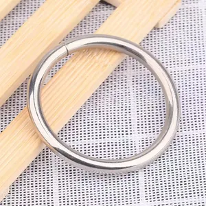 Close-up of durable 304 stainless steel welded O-ring for DIY jewelry and crafts.