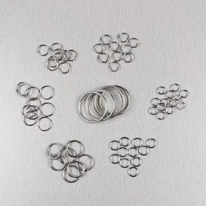 Detailed macro view of various sizes 304 stainless steel jump rings for DIY jewelry making