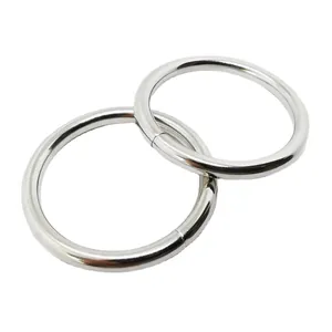 Two polished 304 stainless steel closed O-rings for DIY jewelry making and connection