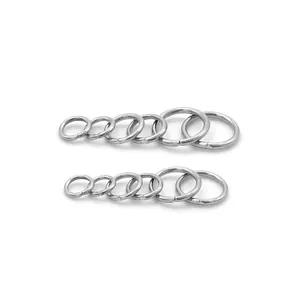 Selection of 304 stainless steel closed jump rings in various sizes for DIY jewelry making.