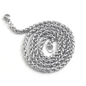 Collana a catena di grano in acciaio inossidabile lucido resistente da uomo hip hop