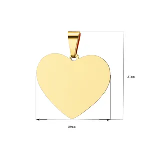 Polished Stainless Steel Heart Pendant DIY Jewelry Making Accessories Minimalist Heart Shape Dog Tag Cat Tag Metal Charm