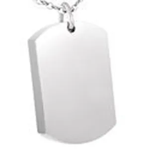 Pendentif plaque d'identité vierge en acier inoxydable argenté poli pour gravure