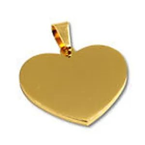 Polished gold stainless steel heart pendant for DIY jewelry or pet tags