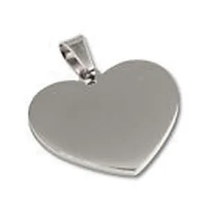 Highly polished stainless steel heart-shaped pendant for pet tags or jewelry making