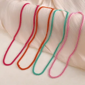 Roestvrijstalen Kleurrijke Cubaanse Schakelketting Voor Heren Dames Dopamine Gelakte Ketting DIY Trui Ketting Mode Sieraden