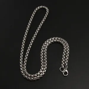 Classic silver stainless steel box chain necklace for hip hop fashion and DIY jewelry