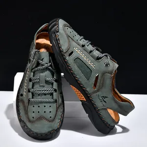 Sandales d'extérieur pour hommes avec semelles épaisses et coutures faites à la main