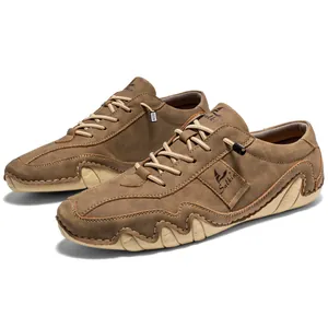 Chaussures décontractées marron pour hommes avec semelle en caoutchouc style pieuvre