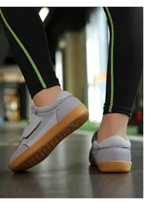 Detailed back view of grey children's wide toe box breathable knit running shoes
