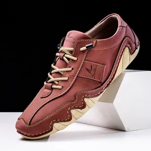 Chaussures décontractées pour hommes en cuir avec semelle en caoutchouc style pieuvre