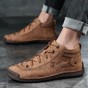 Herren Martin Boots Mikrofaser Leder Mid-top Freizeitschuhe Handgenäht Outdoor Sportlich Trend Britischer Stil Herren Stiefel Übergröße