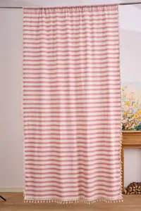 Tenda velata a righe rosse in stile francese con nappe decorative per decorazione di interni