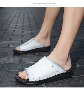 Mules d'été d'extérieur pour hommes et femmes avec semelles souples et brides blanches